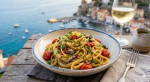 Linguine alla Mediterranea La Caupona Osteria del Mare Pioppi (Salerno)