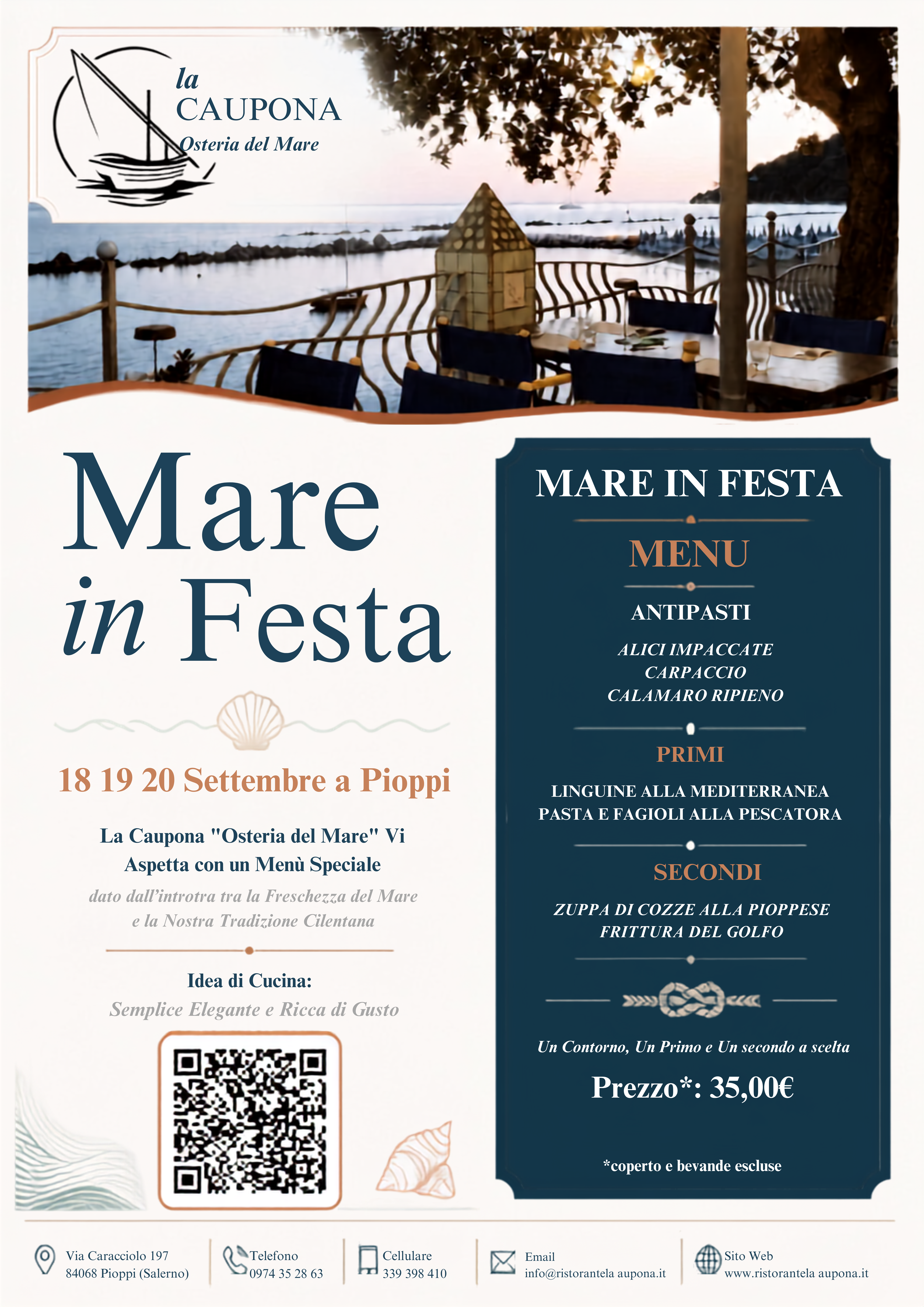 Mare in Festa 18 19 e 20 Settembre a Pioppi Ristorante La Caupona Osteria del Mare